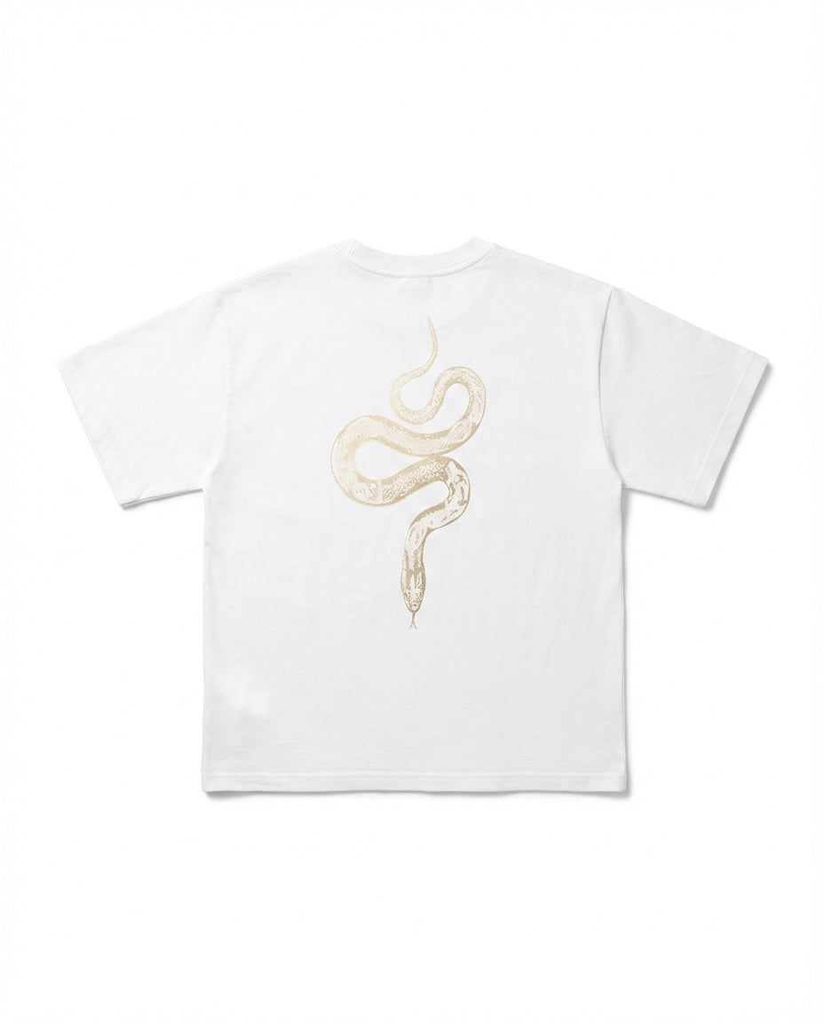 CREAM SNAKE TEE