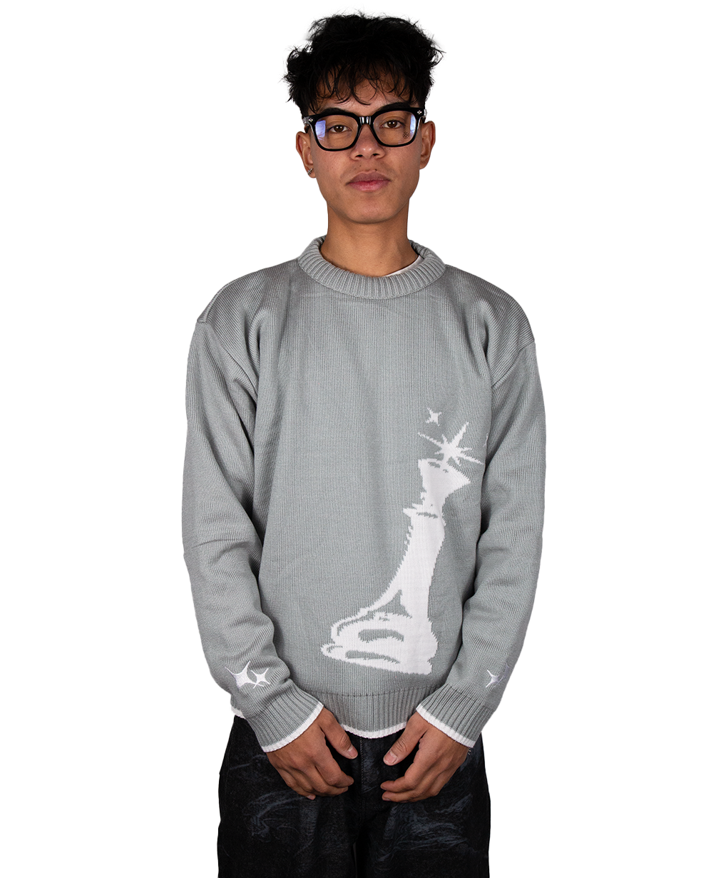 GREY CHESS KNIT