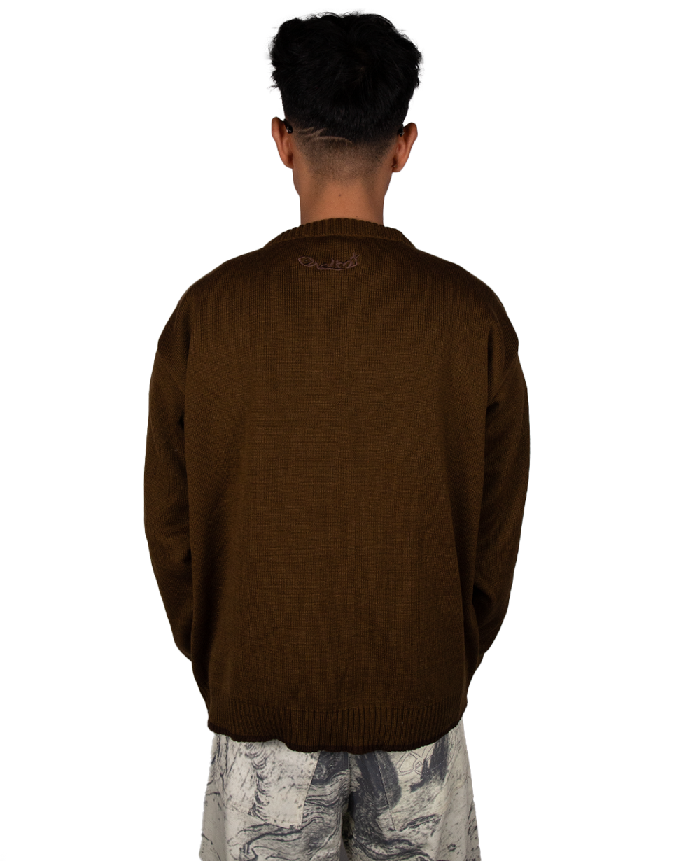 BROWN CHESS KNIT