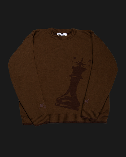 BROWN CHESS KNIT